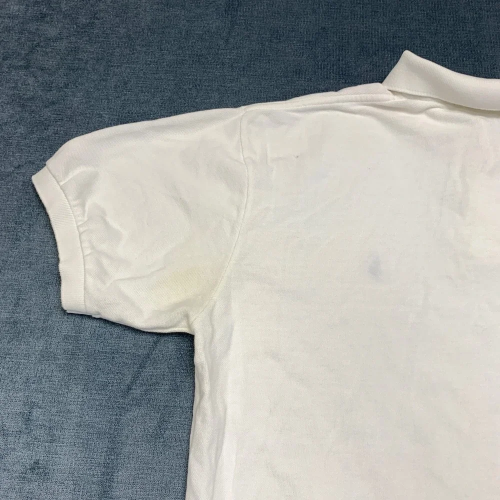 Polo By Ralph Lauren Shirt Mens Medium White Cotton Side Slit Hi Lo Hem Sports